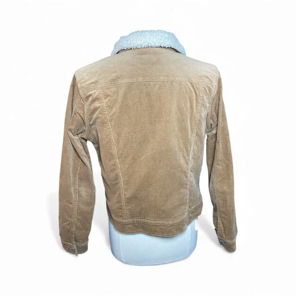 Corduroy Faux Sherpa Lined Trucker Jacket Tan Cozy Women’s Medium - Picture 4 of 9